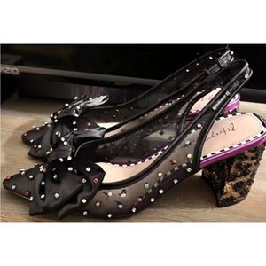 Betsey Johnson NEW Dafney Festive Rhinestone&Leopard heels Sz 9.5